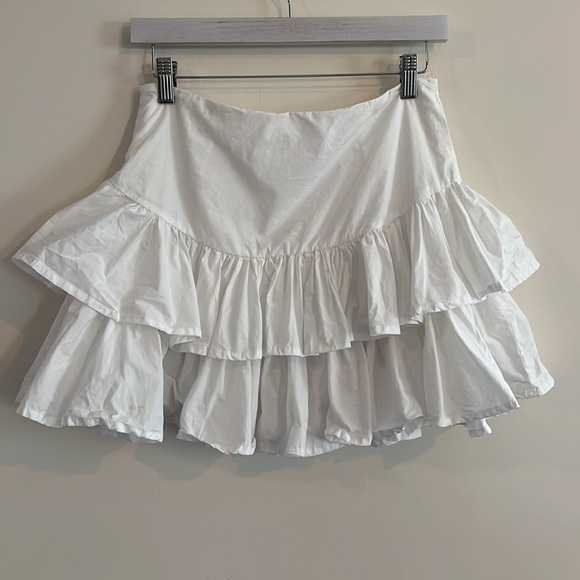 Mable Ruffle Mini Skirt White Coquette Feminine Girly L Cotton Sweet - Picture 3 of 7